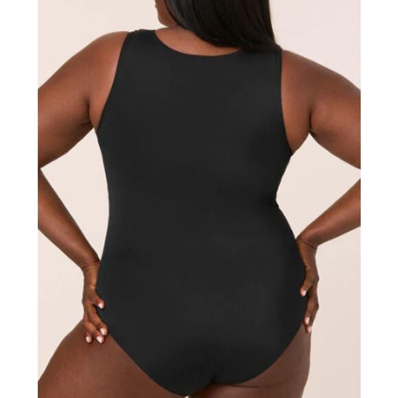 NWT Andie Women's The Malibu One Piece Snap Front Swimsuit Smooth Black Size 3XL - Picture 3 of 11